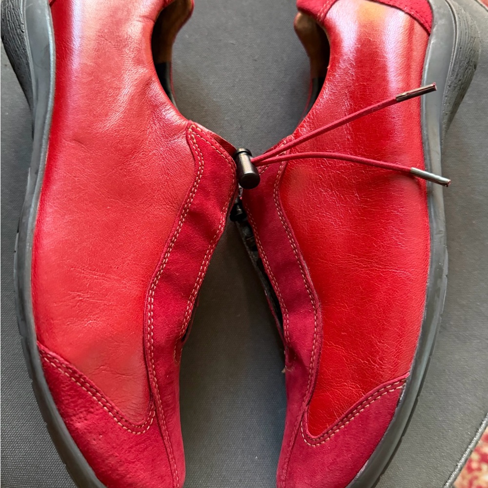 Paul Green Red Leather Women's Loafers - Picture 6 of 16